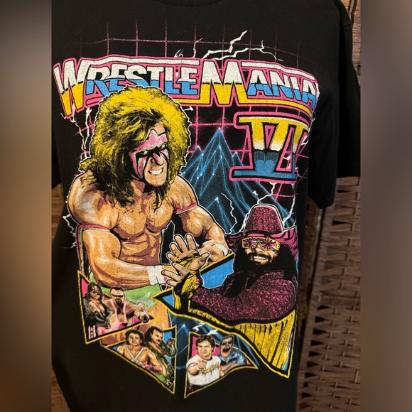 Westlemania VI 6 Wrestling Wrestle Black Shirt Ultimate Warrior Macho Man Medium - Picture 9 of 11